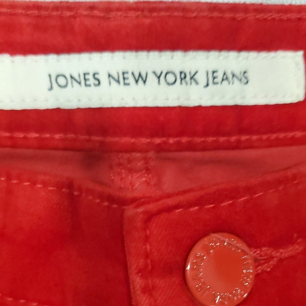 Nwot Jones New York Bold Red Velvet Feel Jeans - Picture 3 of 12